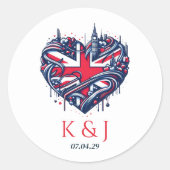 UK Paar Bruiloft Ronde Sticker (Voorkant)