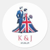 UK Paar Bruiloft Ronde Sticker (Voorkant)