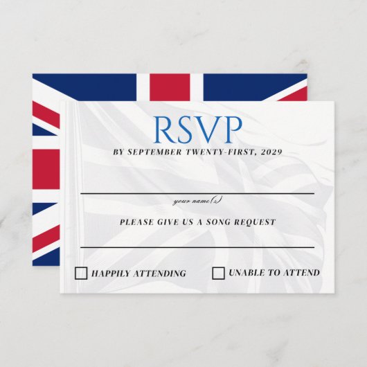 UK Paar RSVP Kaartje (Voorkant / Achterkant)