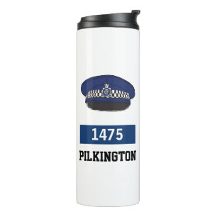 UK Police Flat Pet - Nummer en naam toevoegen. Pol Thermosbeker