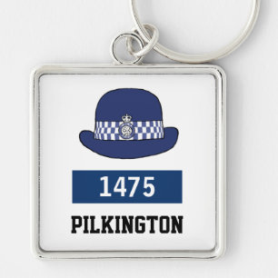 UK Politie WPC Hoed - Voeg Nummer & Naam Toe Sleutelhanger