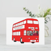UK Red London Bus British Thmed Wedding Aankondiging (Staand voorkant)