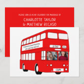 UK Red London Bus British Thmed Wedding Aankondiging (Voorkant / Achterkant)
