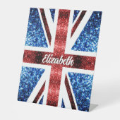 UK rood blauw schittert glitters Custom name Reclamebord Met Voetstuk (Voorkant)