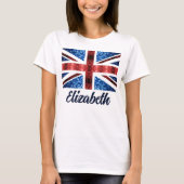 UK rood blauw schittert glitters Custom name T-shirt (Voorkant)