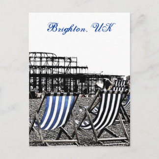 (UK) Transats vides, carte postale de jetée brûlée
