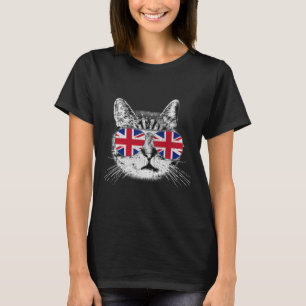 UK Union Jack Britse vlag Engeland Cat Sungles Gif T-shirt