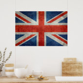 UK Union Jack Flag in retro stijl  texturen Poster (Keuken)