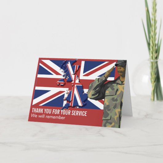 UK Union Jack REMEMBRANCE DAY Armed Forces Kaart (Voorkant)