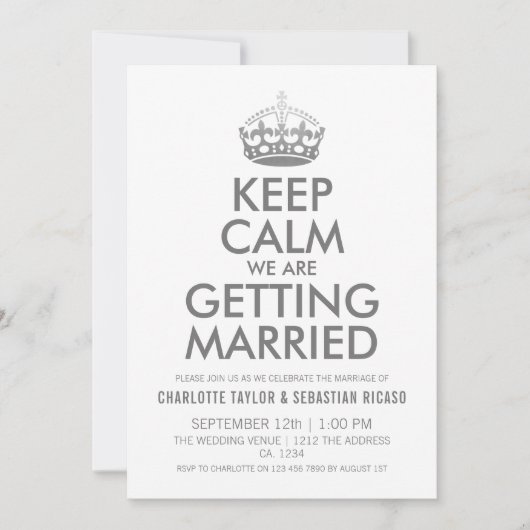 UK Union Jack Wedding Britain Silver Crown Aankondiging (Voorkant)