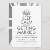 UK Union Jack Wedding Britain Silver Crown Aankondiging (Voorkant / Achterkant)