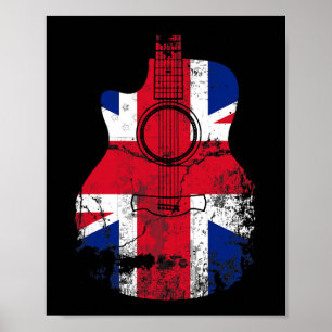 UK United Kingdom Flag gitaar Poster
