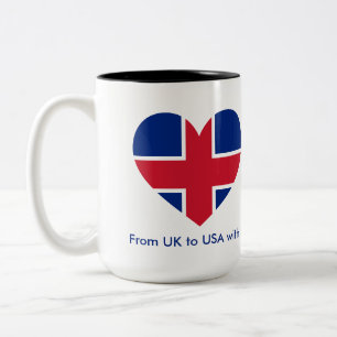 UK Vlag Hart Aangepaste Naam Mok - Britse Liefdesc