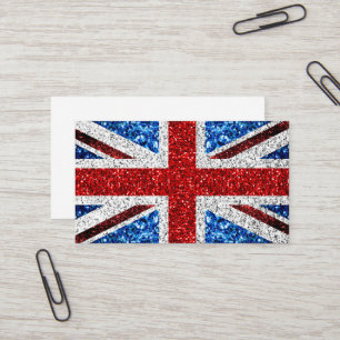 UK-vlag rood blauw wit glinstert glittert Visitekaartje