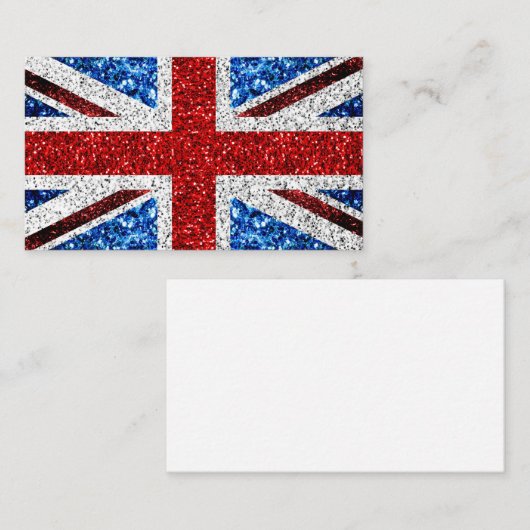 UK-vlag rood blauw wit glinstert glittert Visitekaartje (Voorkant / Achterkant)