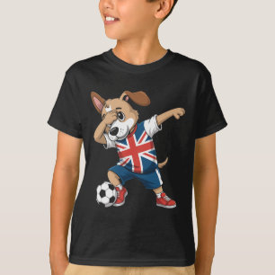 Uk Voetbal Dabbing Hond Union Jack T-shirt