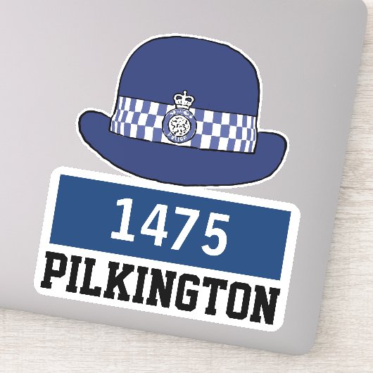 UK Woman Police Constable Pet met naam en nummer Sticker (Detail)