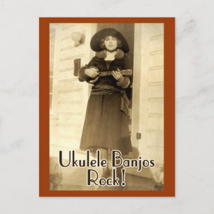 Uke Banjos Rock Postcard Briefkaart
