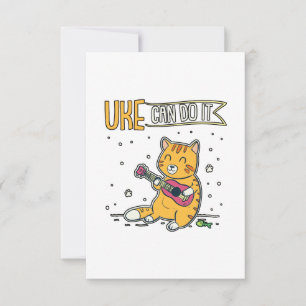 UKE kan het doen met Ukulele Ukelele Cat Guitar Mu Bedankkaart