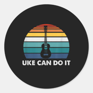 Uke kan het schitterend doen : Ukulele Player Guit Ronde Sticker