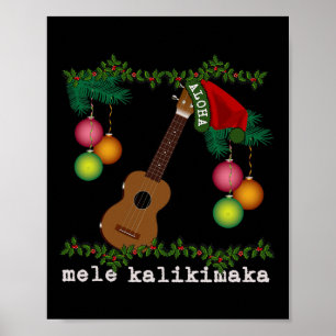 Uke Mele Kalikimaka Ukulele Kerstliedjes Aloha Poster