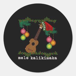 Uke Mele Kalikimaka Ukulele Kerstliedjes Aloha Ronde Sticker