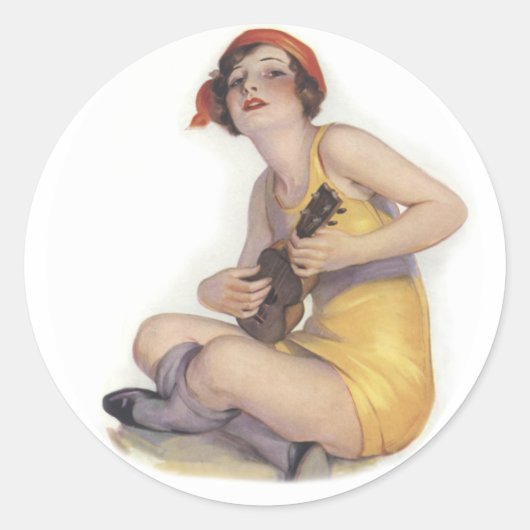 Uke speelt flapper ronde Sticker (Voorkant)