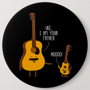 Uke Ukulele Ik ben je vader papa Gift Ronde Button 6,0 Cm