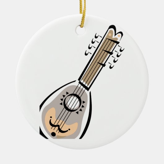 Ukelele, acht string, grafisch afbeelding ontwerp keramisch ornament (Voorkant)