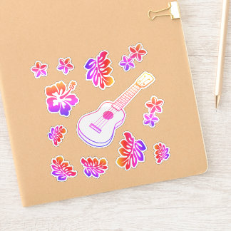 Ukelele & Bloemen op maat gemaakte vinyl sticker