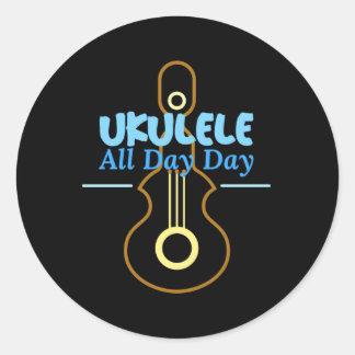 Ukelele de hele dag ronde sticker