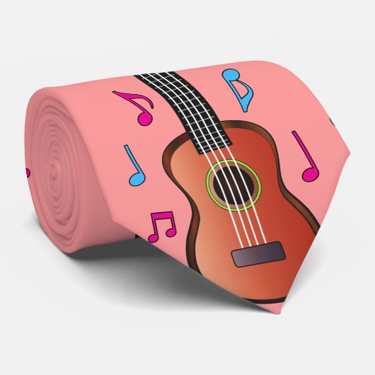 Ukelele met Nota's in Kleur Stropdas (Opgerold)