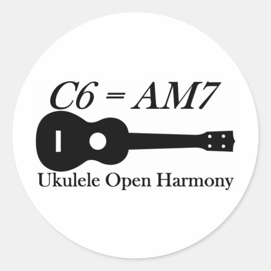Ukelele open akkoorden ronde sticker (Voorkant)