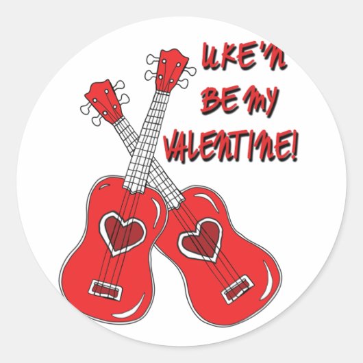 Uke'n zijn mijn Valentijn ukulele hart Ronde Sticker (Voorkant)