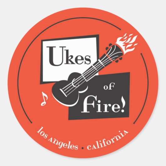 Ukes of Fire. Los Angeles Ronde Sticker (Voorkant)