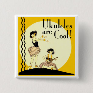 Ukes zijn Cool. Knoop Vierkante Button 5,1 Cm