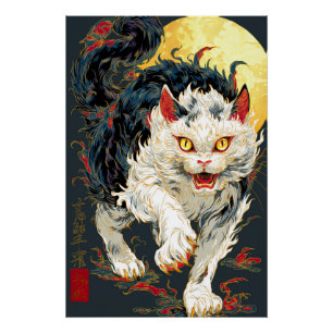 Ukiyo-e Cat   Japanse kunstdruk Perfect Poster