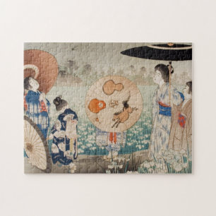  ukiyo-e-dames met paraplu art geishas legpuzzel
