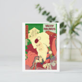 Ukiyo-e de Kerstman Feestdagenkaart (Staand voorkant)