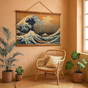 Ukiyo-e Grote Golf Japanse Hokusai Oceaan Decorati Hangend Wandkleed