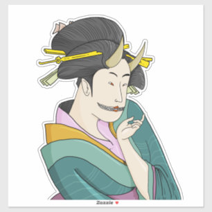 Ukiyo-e Japanse Voman Demon Oni Geisha Sticker