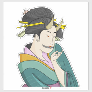 Ukiyo-e Japanse Voman Demon Oni Geisha Sticker
