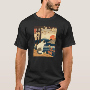 Ukiyo e Kanagawa Vintage Japanse Tatoeage Kat Graf T-shirt