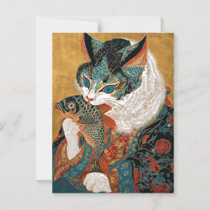 Ukiyo-e Kat Japanse Kunst Briefkaart
