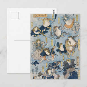 Ukiyo-e krijger kikkers antieke Japanse kunst Briefkaart