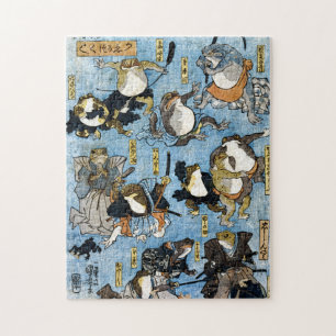 Ukiyo-e print - Kikkers als Japanse Kabuki-acteurs Legpuzzel
