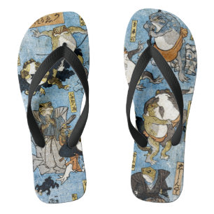 Ukiyo-e print - Kikkers als Japanse Kabuki-acteurs Teenslippers
