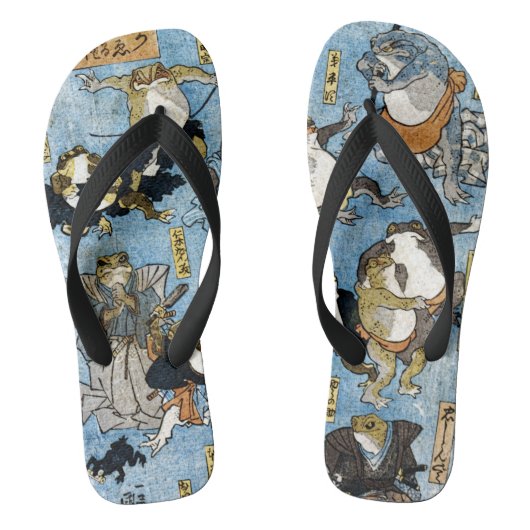 Ukiyo-e print - Kikkers als Japanse Kabuki-acteurs Teenslippers (Voetbed)