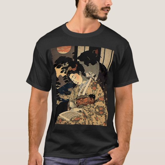 Ukiyo E Retro Japanse liefde in oorlogstijd Dark R T-shirt (Voorkant)