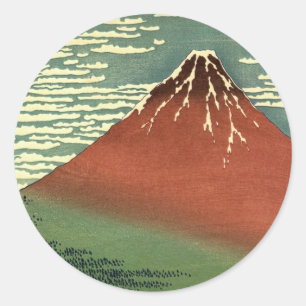 Ukiyo-e South Wind Clear Sky of Red Fuji Ronde Sticker